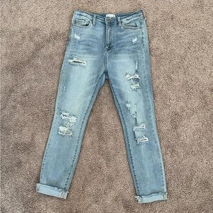 Cello Light Washed Distressed High-Rise Jeans